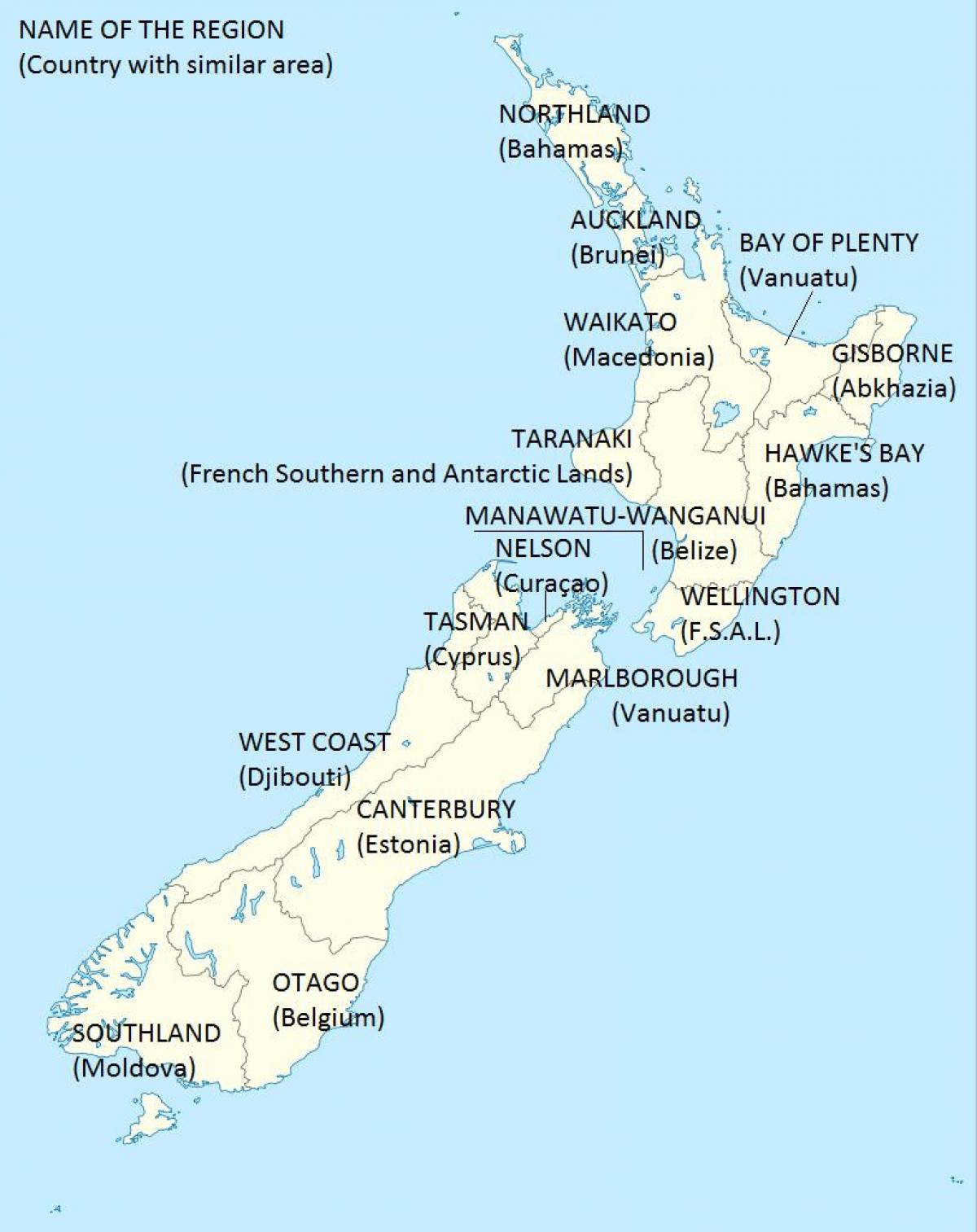 Uuden-seelannin maa kartta - Kartta uuden-seelannin ja lähialueen maissa  (Australia ja Uusi - Seelanti- Oseanian)