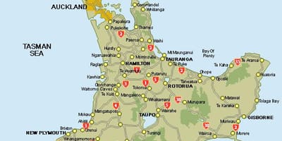 Kartta keski-north island uusi-seelanti