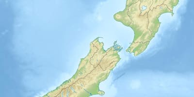 Uusi-seelanti fyysiset ominaisuudet kartta