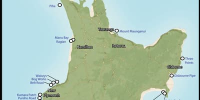 Kartta uusi-seelanti surf